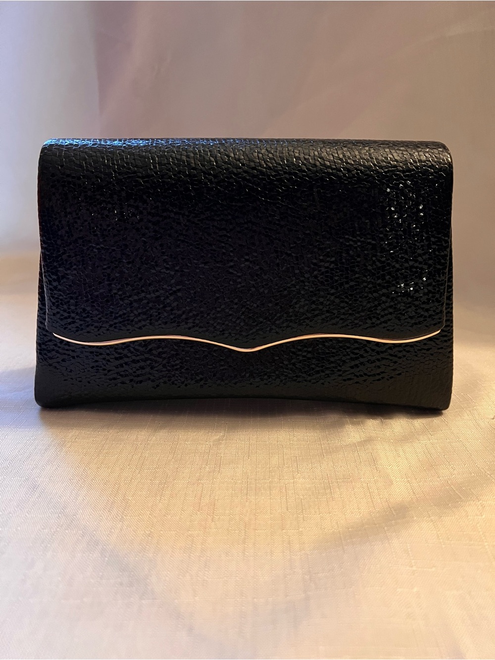 Elegant Black Evening Clutch with Gold Trim